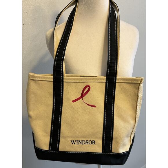 L.L. Bean Vintage Boat Tote Bag Canvas Pink Brest Cancer Logo Gorgeous Mint USA - Picture 13 of 15